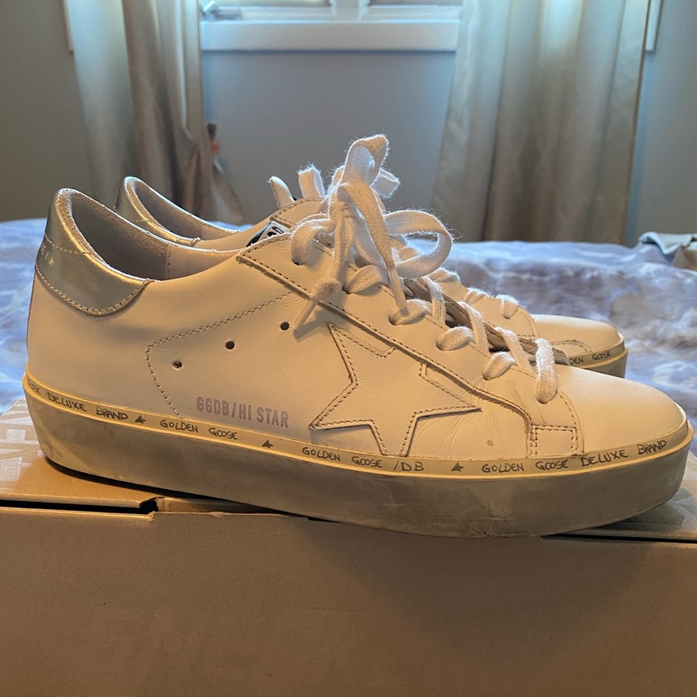 Golden Goose Hi Star Sneakers Size 39 White/Silver